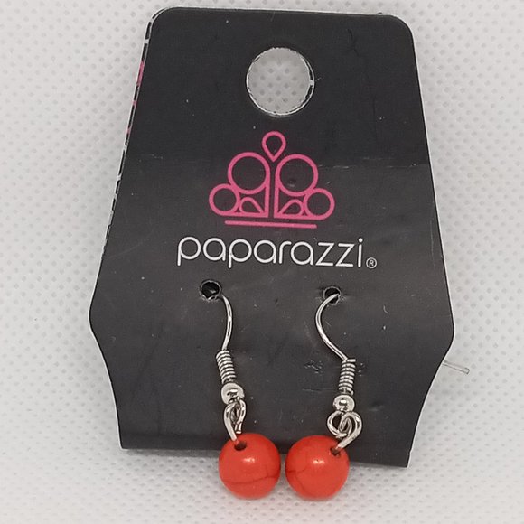 NWT Paparazzi Orange/Red Drop Dangle Earrings #36 - Picture 1 of 9